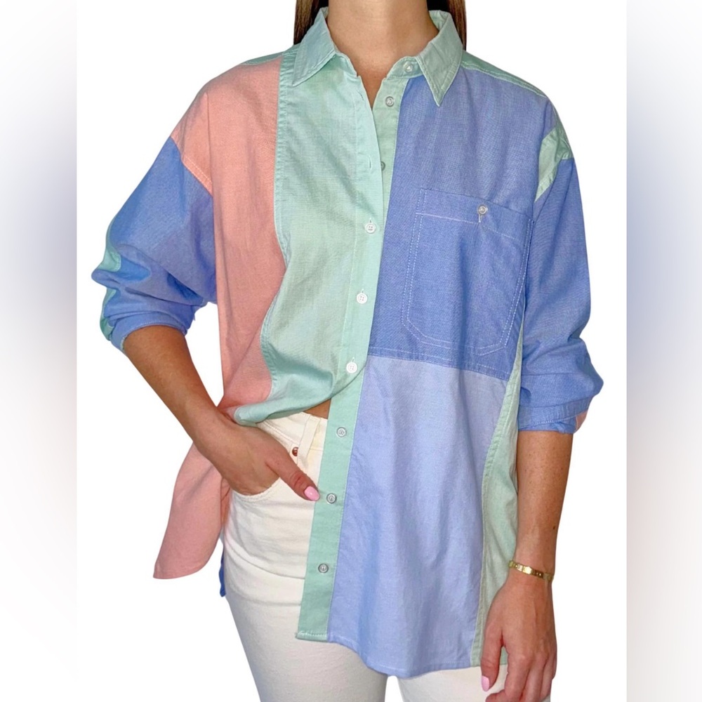 By Together Colorblock Pastel Button-Up Shirt‎ - Women’s Medium